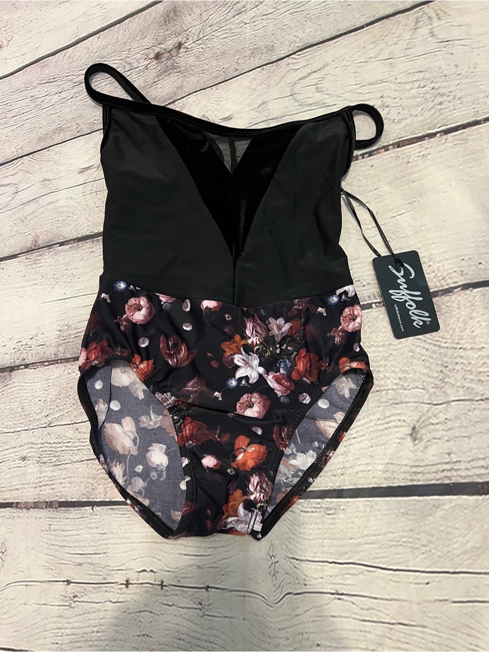 Suffolk Black Floral leotard AXS
